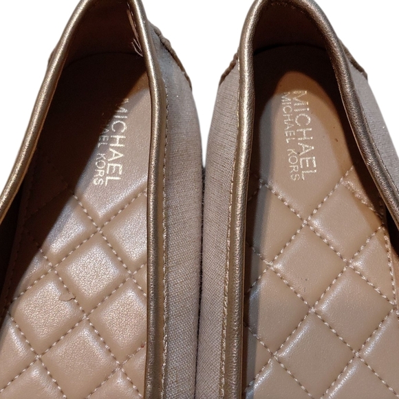 Michael Kors Gold Lillie Jacquard MK Logo Flats Size 7.5 - Picture 5 of 10